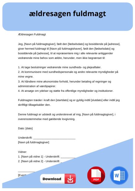 skabelon til ældresagen fuldmagt
