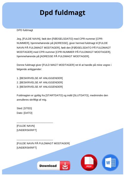 skabelon til dpd fuldmagt