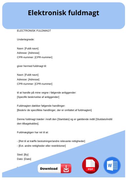 skabelon til elektronisk fuldmagt