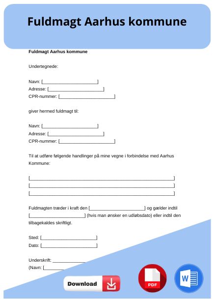 skabelon til fuldmagt aarhus kommune