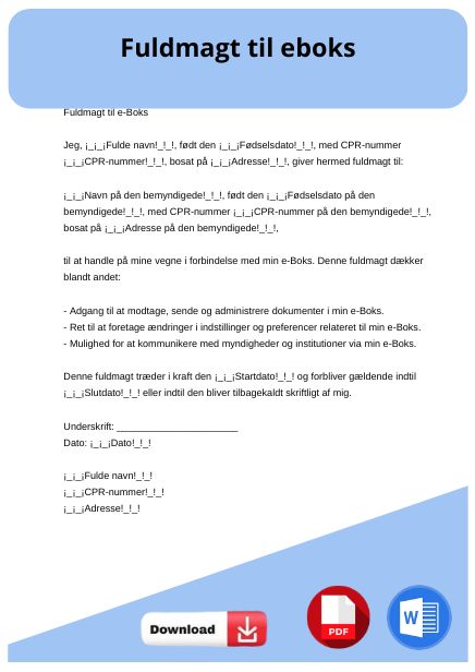 skabelon til fuldmagt til eboks