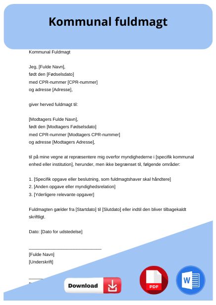 skabelon til kommunal fuldmagt